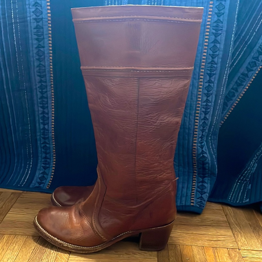 FRYE Jane Cognac Leather Riding Boots 8.5
